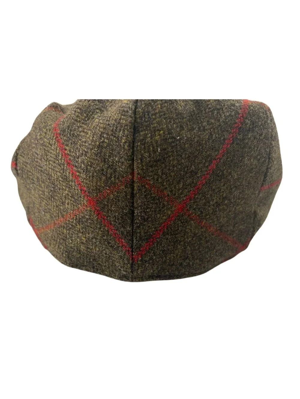 Christys' London Green Herringbone Tweed w/ Windowpane Flat Cap Large